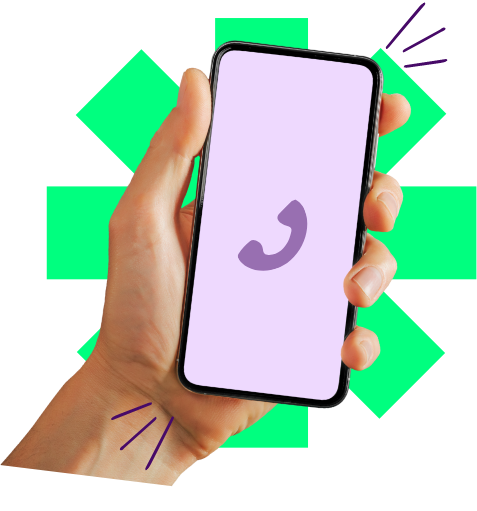 Hand hält Smartphone mit sichtbarem Kreis im Hintergrund, der die Kontaktmöglichkeit mit dem Bank11 Service symbolisiert.