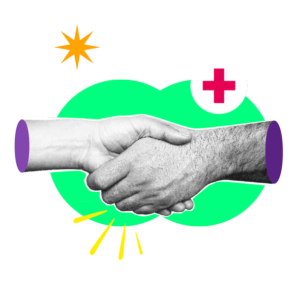wei Hände beim Händeschütteln als Symbol für Partnerschaft.